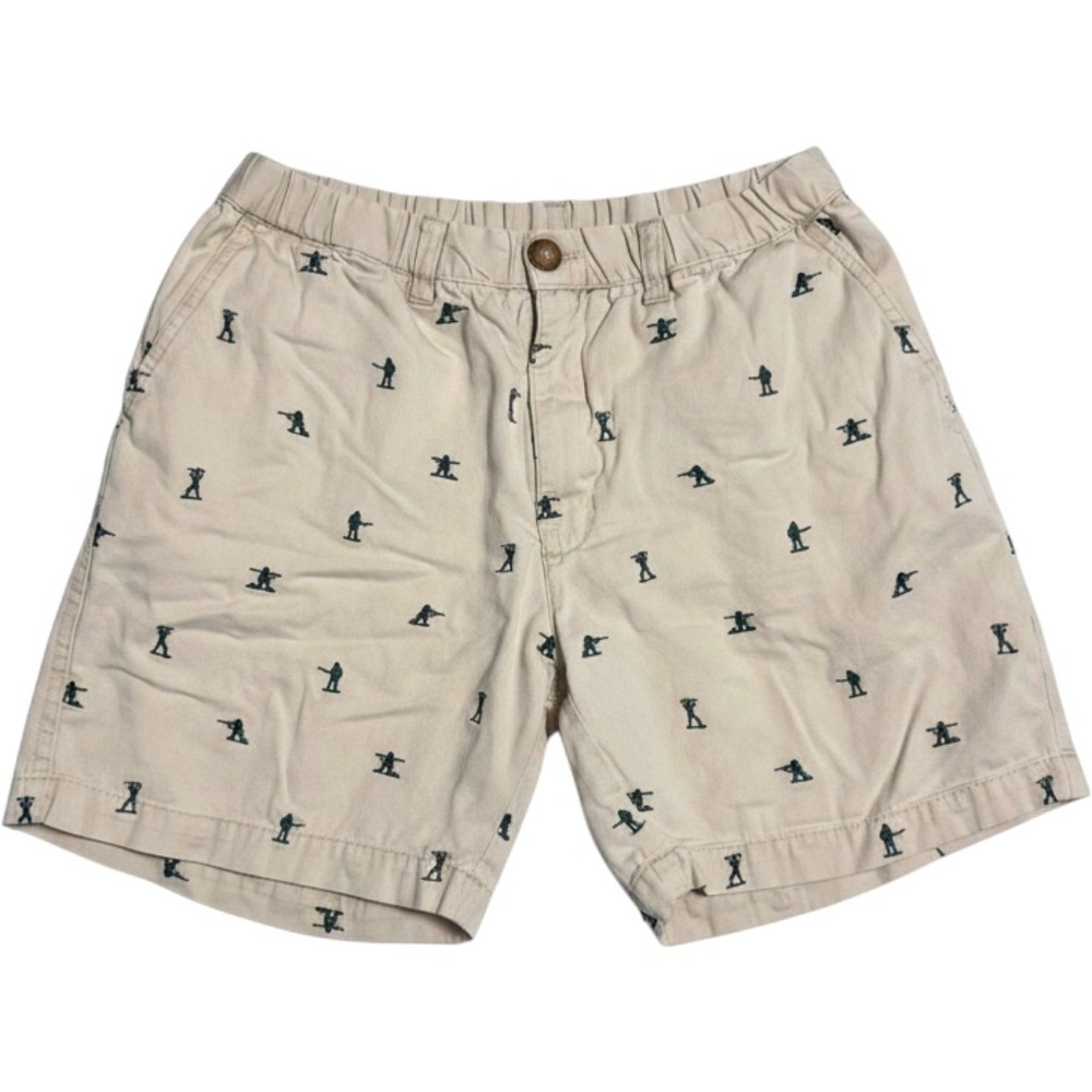 Chubbies Mens Army Men Embroidered Shorts Khaki Tan 7 Inch Inseam Size Medium